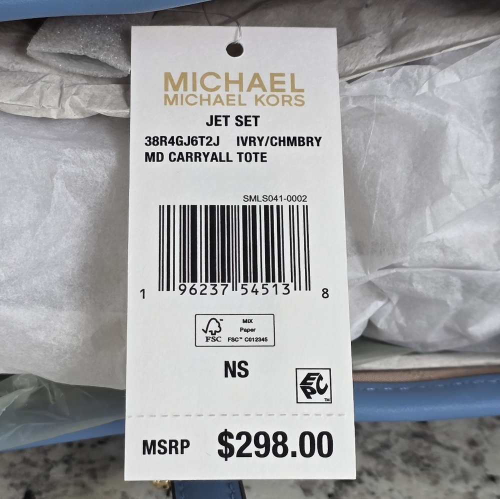 Michael Kors Jet Set Logo Medium Blue Tote - Picture 7 of 8